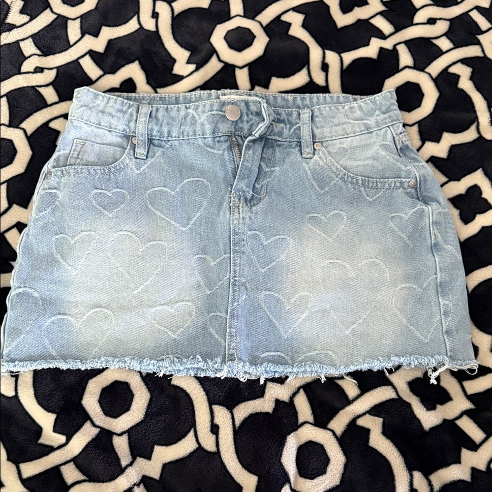Denim Heart Pattern Skirt